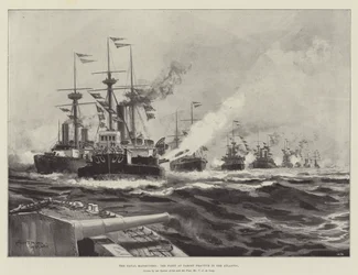 The Naval Manoeuvres, the Fleet at Target Practice in the Atlantic